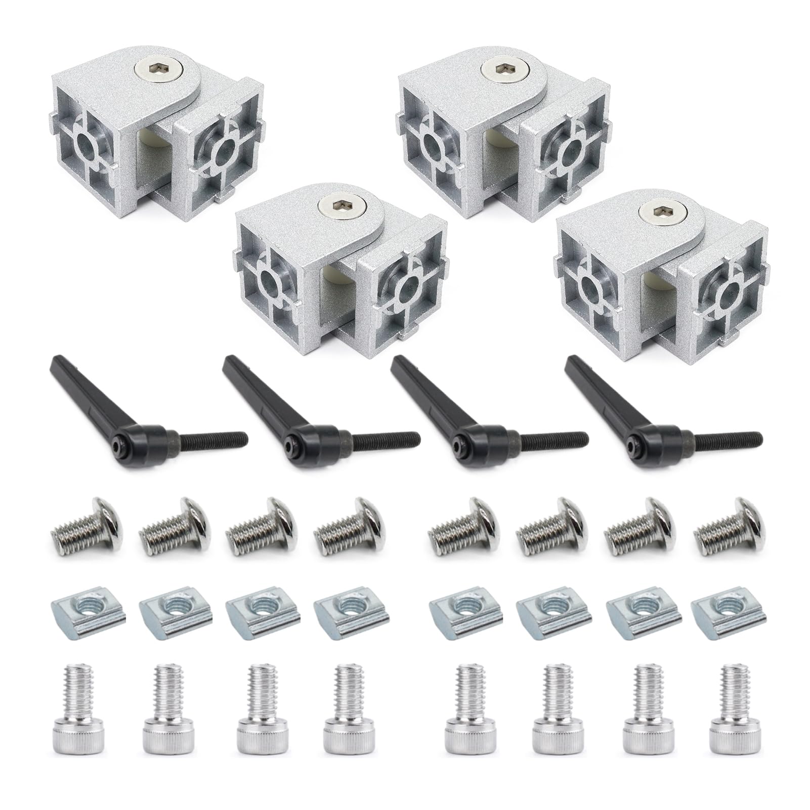 Photo 1 of BLCCLOY 4 Sets 25 Series 10 Series Aluminum Extrusion Pivot Hinge Swivel Degree Angle Bracket with Hardware Accessories Handle for 1010 1020 2525 T Slot Extruded Aluminum Profile