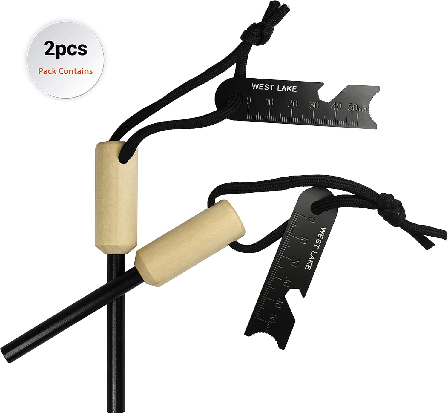 WESTLAKE Set of Two Survival 5/16' Ferrocerium (Ferro) Rods Flint Fire