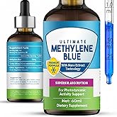Vitaminora Methylene Blue Liquid Supplement, 2 Fl oz Methylene Blue Drops, Supports Cognitive Function, Focus, Increased Absorption, Liquid Formula with Dropper, Non-GMO & Gluten-Free
