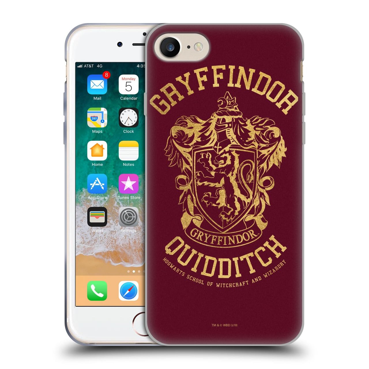 Head Case Designs Officially Licensed Harry Potter Gryffindor Quidditch Deathly Hallows X Gel Case [Military Grade Protection] Compatible with Apple iPhone 7/8 / SE 2020 and Compatible with MagSafe