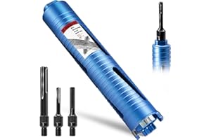 DaduoRi 2" Dry Core Drill Bit for Brick and Block with 3 Adapters Included: SDS Plus, SDS Max and 1/2" Hex Shank, 9.5" Drilling Depth Core Bits for Concrete, Brick, Masonry, 5/8"-11 Thread