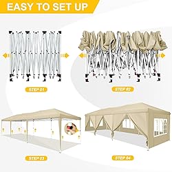 TOOLUCK Canopy 10x30 Pop Up Canopy Tent with 8