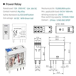 6 Volt Electromagnetic Power Relay with Test Button