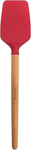 Farberware Professional Heat Resistant Silicone Spoon Spatula with Wood Handle - Safe for Non-Stick Cookware, Red