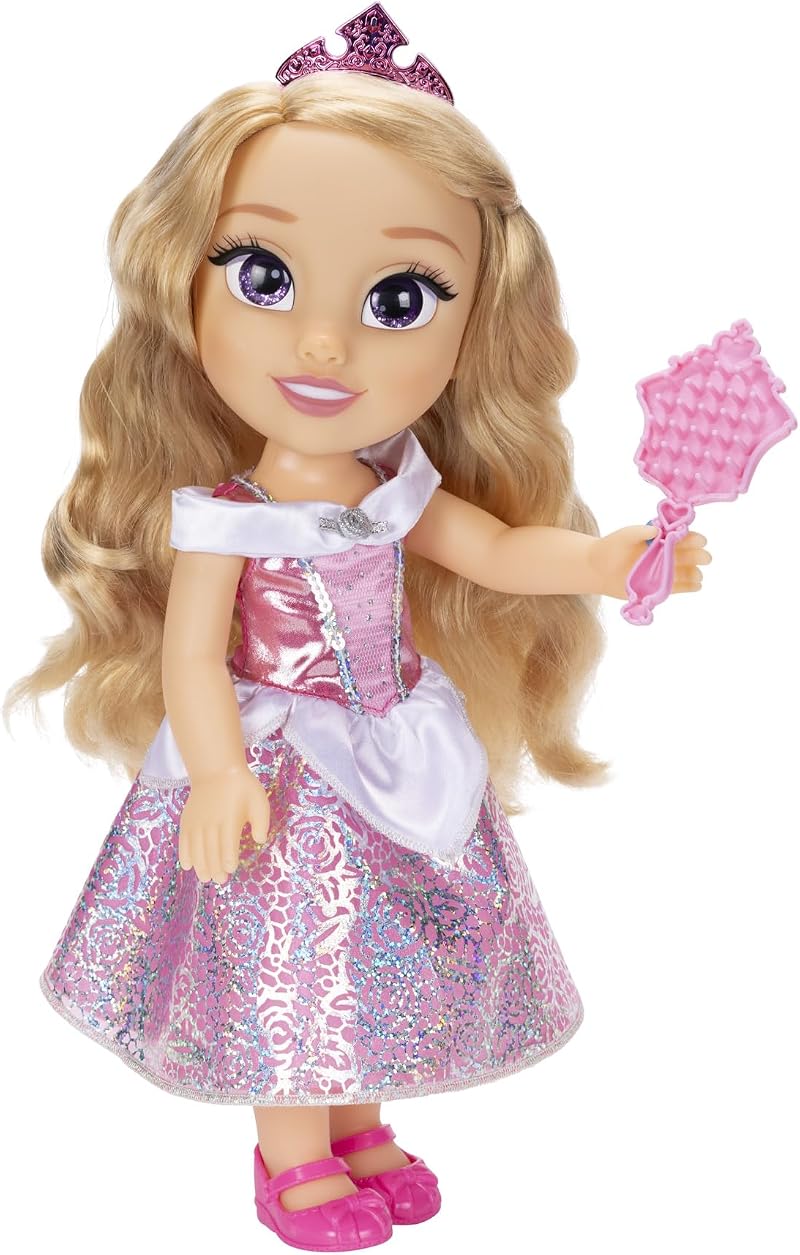 Disney Princess Aurora Fashion Doll 14” Platinum Dress Tiara Shoes Brush