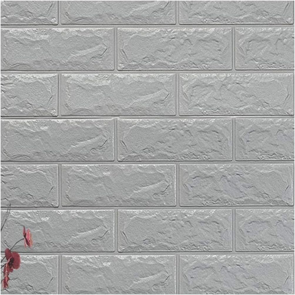 3D Wall Panels Background Wall Decor Wallpaper Brick Wall Stickers Self Adhesive DIY Soundproofing Decorative Decal for Living Room Bedroom 70x77 CM (Color : Sliver Gray, Size : 3pcs70x77cm)
