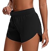 EZPERY Womens Mid Waisted Dolphin Athletic Shorts for Women 4" Lightweight High Split for Gym Workout with Liner Quick Dry