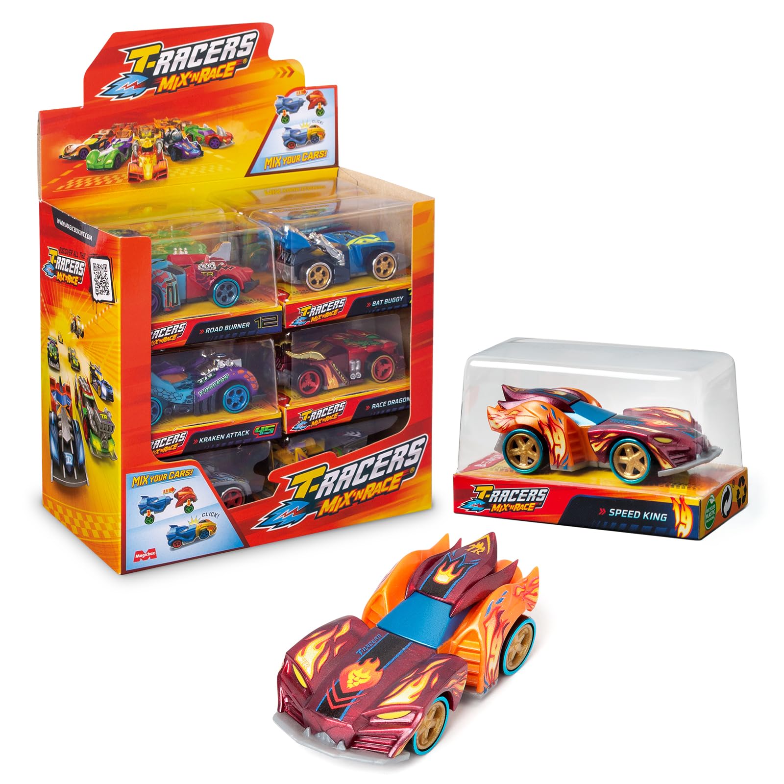 T-RACERS Mix ´N Race – Collection of 12 collectible cars. Each car can be split in two with interchangeable parts and wheels. Collection 3/4