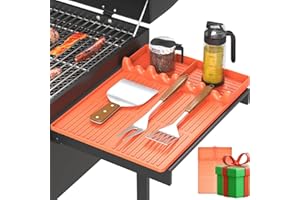 Bolycen Silicone Griddle Tool Mat Compatible with Blackstone Weber - Flat Top Grill Pellet Smoker Side Shelf Spatula Mat with Drip Pad - Thanksgiving Christmas Gifts for Men BBQ Grilling Accessories