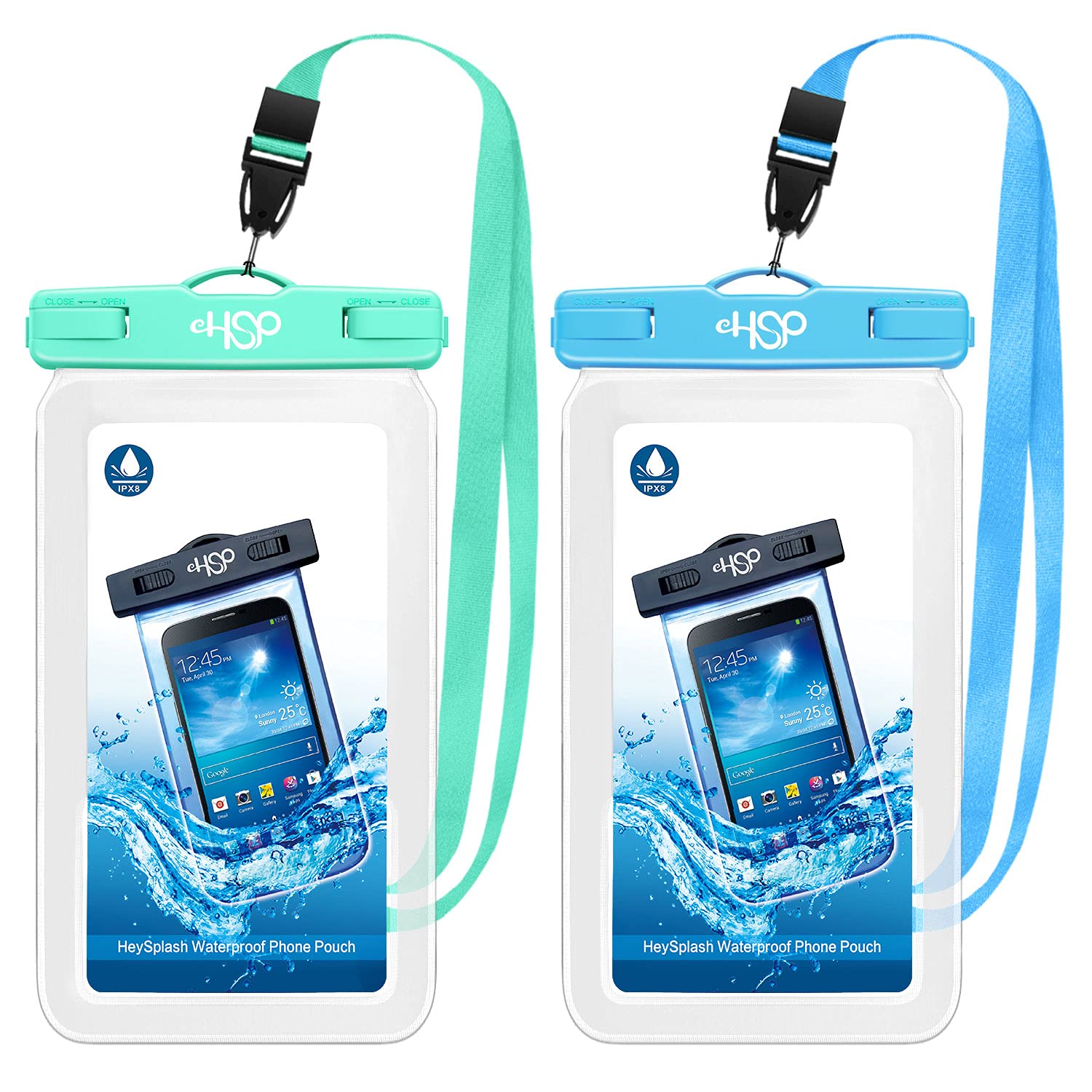 HeySplash Floating IPX8 Waterproof Phone Pouch, Float Universal Dry Bag Waterproof Phone Case Bag for Beach Kayaking Swimming Compatible with iPhone 11/iPhone 12/iPhone 13 Pro/iPhone 13 Pro Max