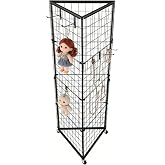 3-Sided Gridwall Stand with Wheels 24"x68" Wire Grid for Vendor Events | Foldable 3-Panel Design &mdash; Snaps Together in 5 Min, No Tools Needed. Locks Flat for Transport to Retail &amp; Craft Shows.