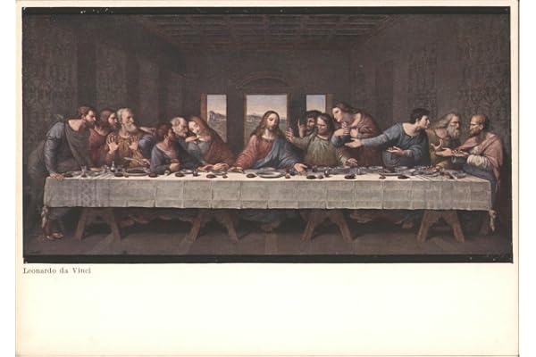da Vincis's The Last Supper, Renaissance Mural Painting Original Vintage Postcard