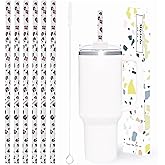 40oz Replacement Straws 6 Pack | 12 Inch Plastic Extra Long Water Bottle Reusable Straws for Cup Tumbler with Cleaning Brush