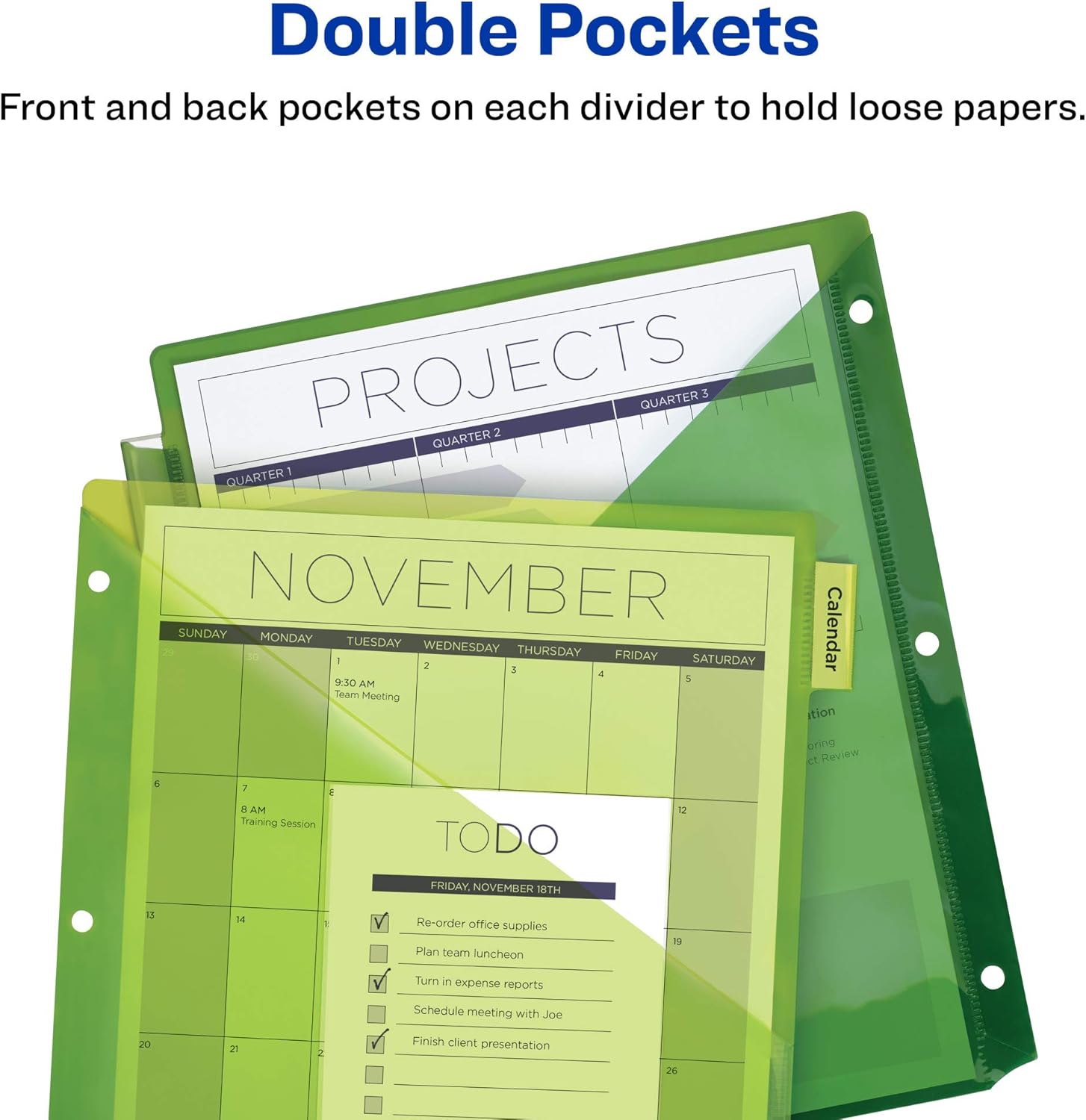 Avery 8-Tab Plastic Binder Dividers with Pockets, Insertable Multicolor Big Tabs, 1 Set (11907) : Binder Index Dividers : Office Products
