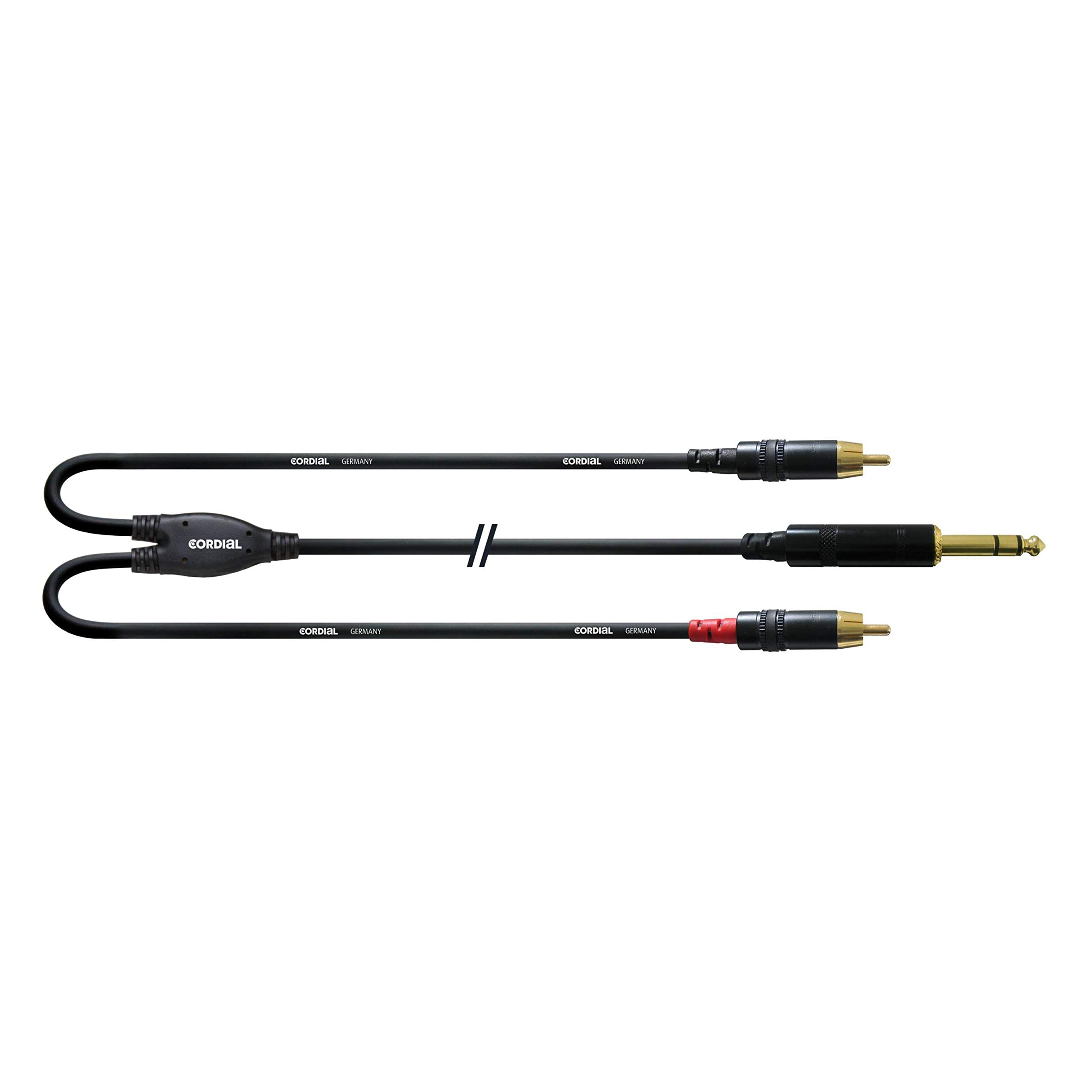 Cordial CFY 3 VCC Y-Adaptor Cable 6.3 mm Stereo / 2x RCA 3 m with Gold-Plated Contacts