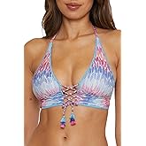 BECCA Women's Joshua Tree Halter Bikini Top, Adjustable, Tie Back, Swimwear Separates