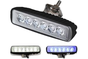 Wave One Marine Dual Color LED Boat Spreader Light Deck Flood Beam Stainless Hardware & Bracket IP68 Waterproof Multicolor Bright High Lumen Output (Black Housing, White & Blue)