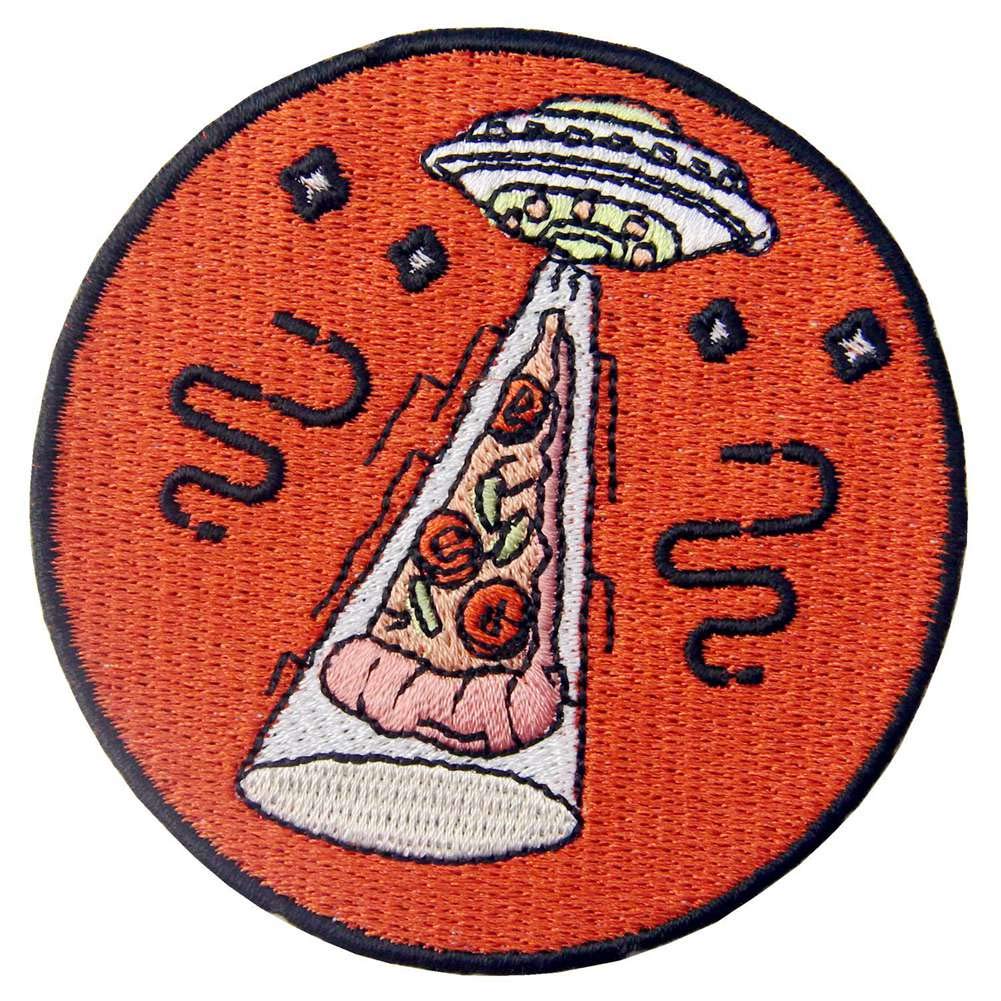 X - Files UFO Pizza Patch Embroidered Badge Iron On Sew On Emblem