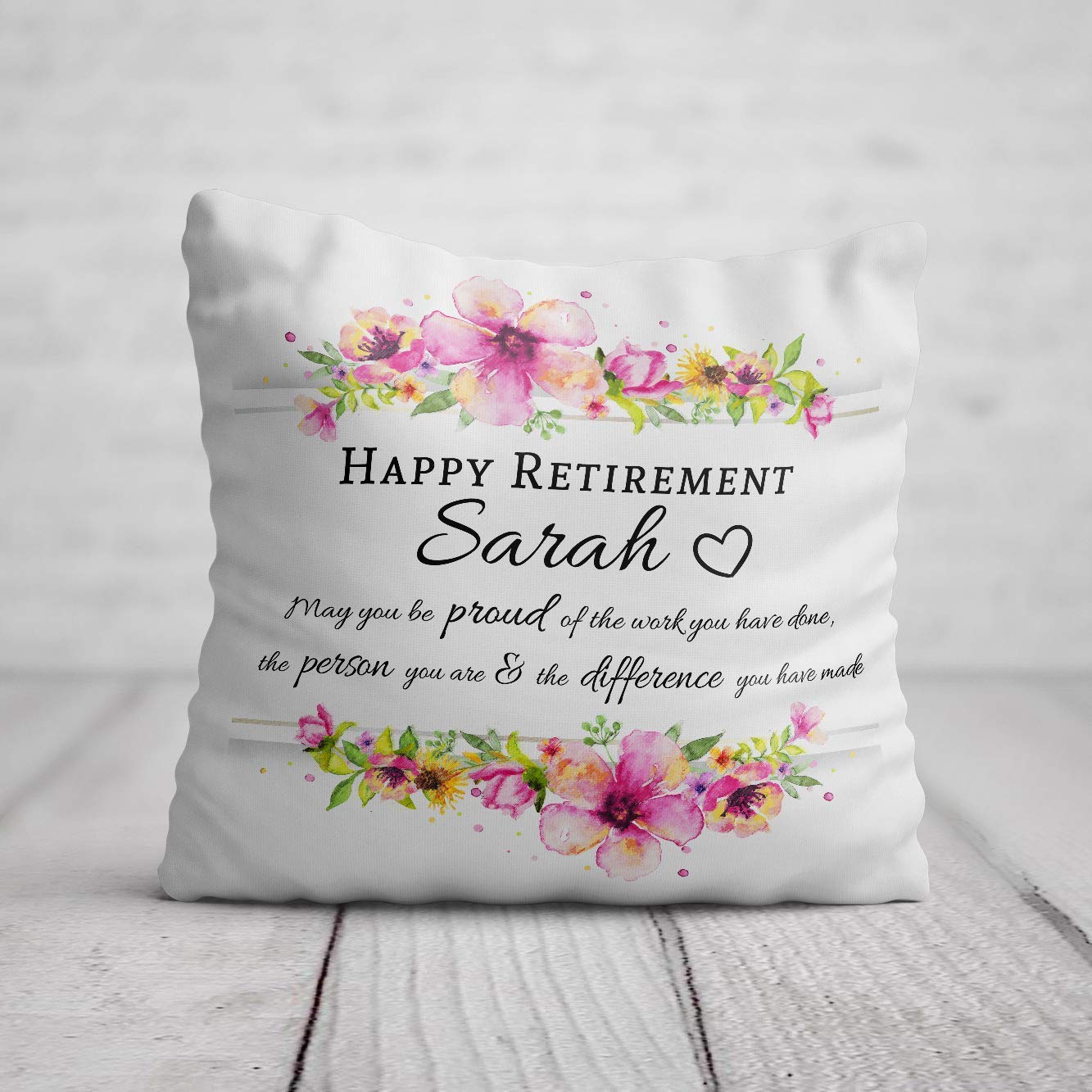 Happy Retirement Cushion for Her Personalised Retirement Gift for