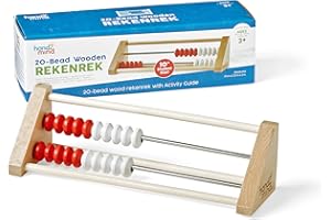 hand2mind 20-Bead Wooden Rekenrek Abacus, Colored Abacus for Kids Math, Wooden Counting Math Manipulatives, Bead Counters for Kids Math, Learn Counting and Numbers, Homeschool Supplies (Set of 1)