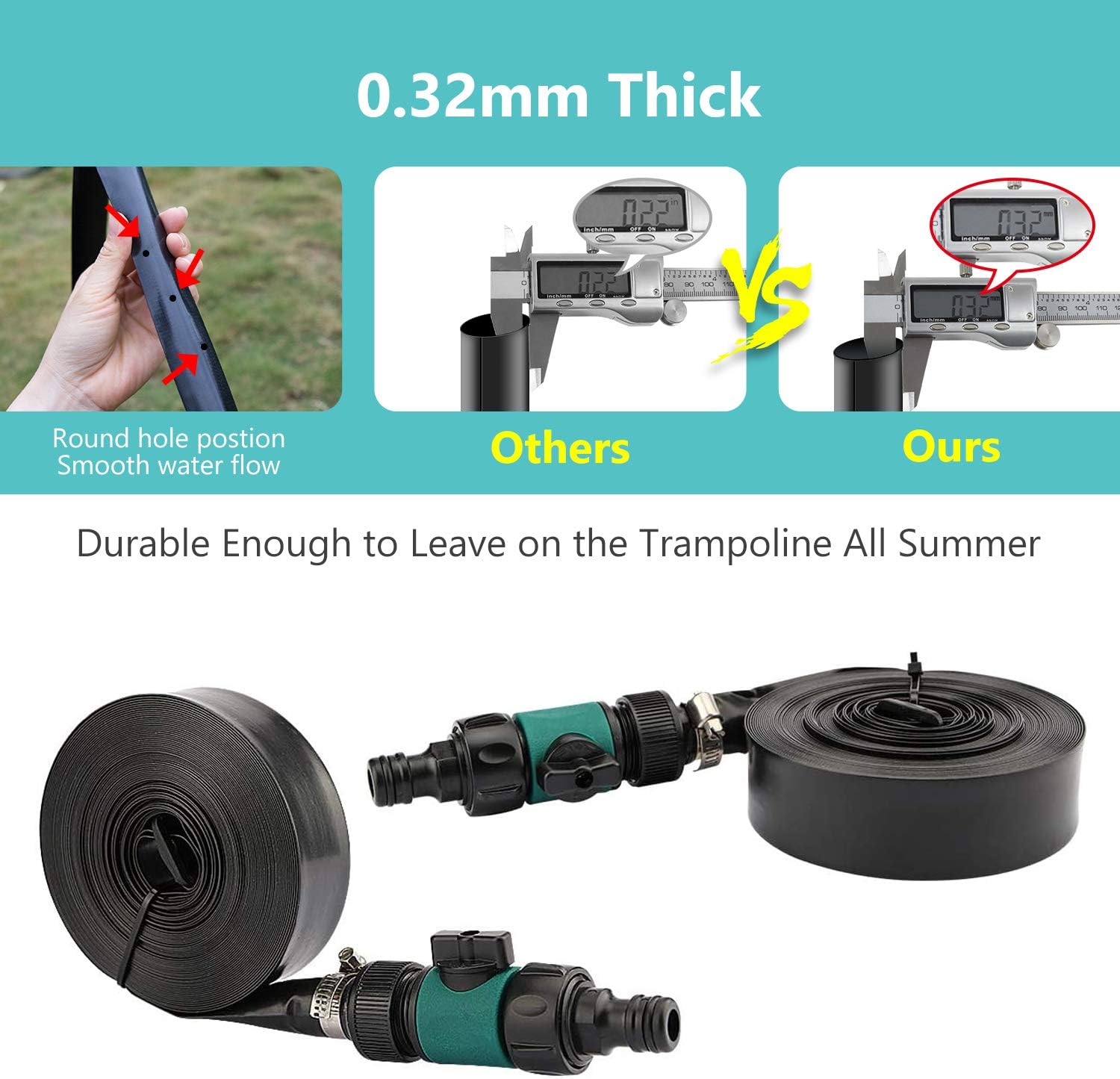 EOX Trampoline Sprinkler, 72Ft Trampoline Water Park Sprinkler Hose Water Sprays Trampoline Water Sprinkler for Kids Cool Down Trampoline Playing in Water Summer Outdoor Water Park Game Sprinkler: Toys & Games