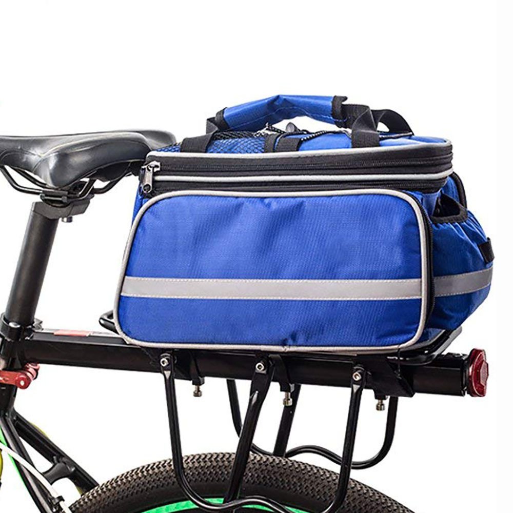 HSTYAIG Waterproof Bicycle Pannier, Portable Multi-function Large Capacity Bicycle Pack Bike Pannier Carrying Luggage Package Rack Panniers Rear Seat Trunk Bag with Rainproof Cover (Blue)