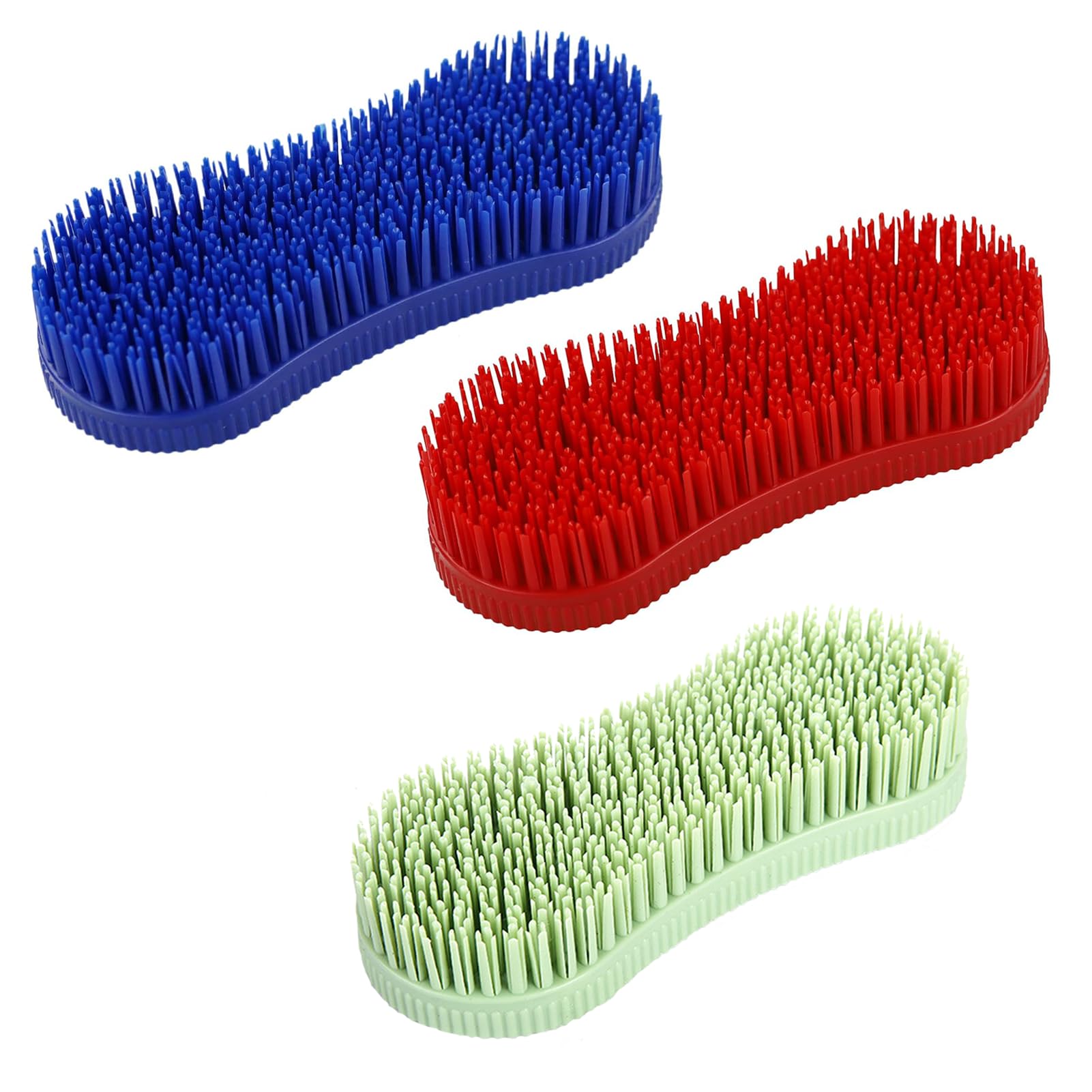 3 Pcs Silicone Horse Cleaning Grooming Brush, Durable Horse Grooming Brush,Equestrian Massage Tool for Effective Horse Maintenance, Horse Grooming Care Brush Equestrian Massage Tool (Red,Blue)