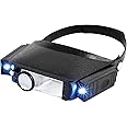 MIYAKO USA Jewelers Magnifying Headset Illuminated Multi-Power LED Flip in Head Magnifier Glass