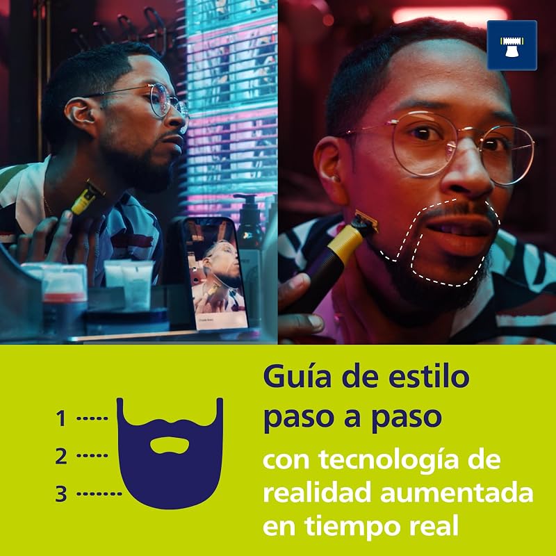 Philips oneblade 360 ​​​​authentic barber, barbeador e aparador elétrico facial e corporal conectado, lâmina 360, lâmina original, pente ajustável 5 em 1, kit corporal, estojo de viagem, qp4631/65