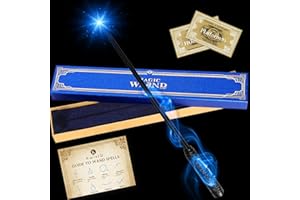 Kwistq Magic Wand Light Up Rechargeable Toy Witch Cosplay Accessory with Spell Guide and magic ticket and Gift Box for Christmas Halloween Birthday Party Favors