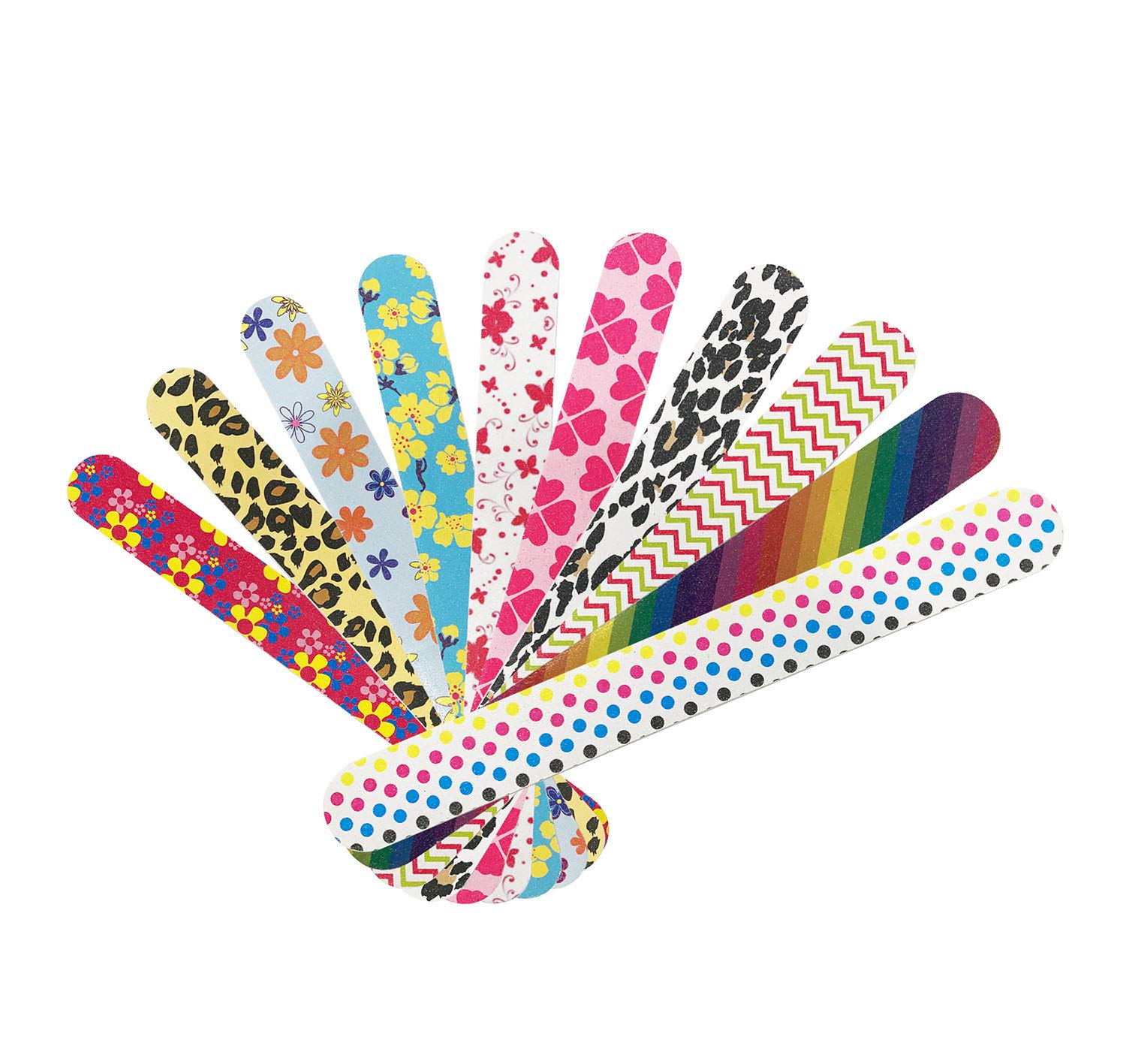 Nail File 10 PCS Professional Double Sided 100/180 Grit Nail Files Emery Board Colorful Manicure Pedicure Tool and Nail Buffering Files