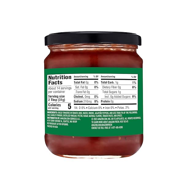 AMAZON FRESH, RESTAURANT STYLE SALSA, MEDIUM, 15.5 OZ