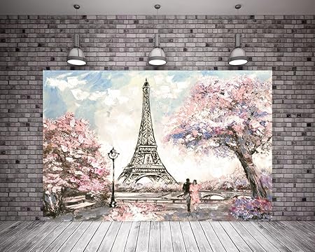Amazon Hmt 7 X 5ft 2cmx150 Cm Hmt 7 X 5ft 2cmx150 Cm 写真バックドロップばねカラフルパリエッフェル塔ピンク花油彩画ウェディング背景 バックペーパー 背景布 通販