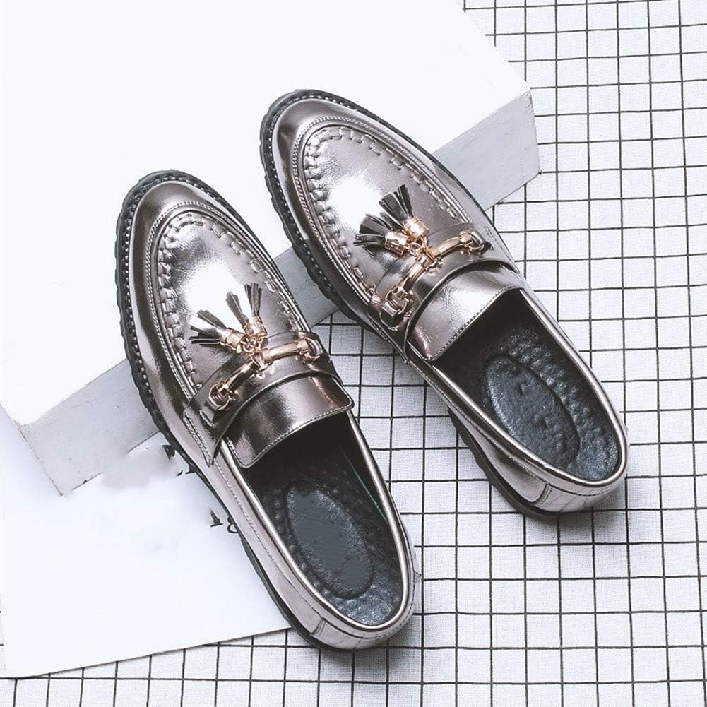 men genuine leather stitching slip on metal decoration non slip casual shoes