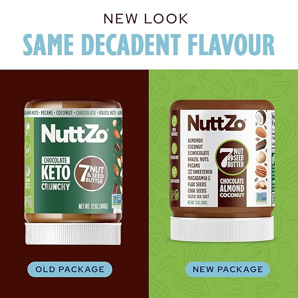 NUTTZO KETO CHOCOLATE ALMOND COCONUT – 7 NUT AND SEED BUTTER, COCONUT, BRAZIL NUTS, ALMONDS, PECANS & MORE, KETO FRIENDLY, ONLY 1G SUGAR, NO ADDED OIL, NON-GMO, DARK CHOCOLATE, 2G NET CARBS, 12 OZ JAR