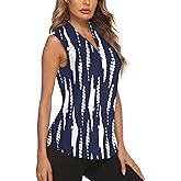 Cucuchy Style Womens Golf Shirts Sleeveless 1/4 Zip Up Moisture Wicking Tennis Polo Tank Tops M-3XL