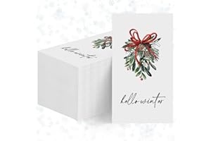 Horaldaily 100 Christmas Winter Disposable Paper Decorative Guest Napkins, Mistletoe Hand Towel for Party Lunch Dinner Kitchen Bathroom Decoration