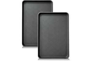 PetLike Boot Tray for Entryway Indoor, Pet Food Mat, 23 x 15.5 inch 2 Packs, Waterproof Heavy Duty Shoe Tray for Indoor and Outdoor, Multi-Purpose Trays for Boots, Shoes, Pets, Garden