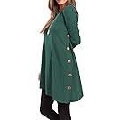 iGENJUN Women's Long Sleeve Scoop Neck Button Side Sweater Tunic Dress,XL,Green