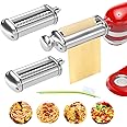Pasta Maker Attachment Set for All KitchenAid Stand Mixer Included Pasta Sheet Roller, Spaghetti Cutter and Fettuccine Cutter, Stainless Steel Pasta Roller Accessories with 8-Speed Adjustable, 3 Piece