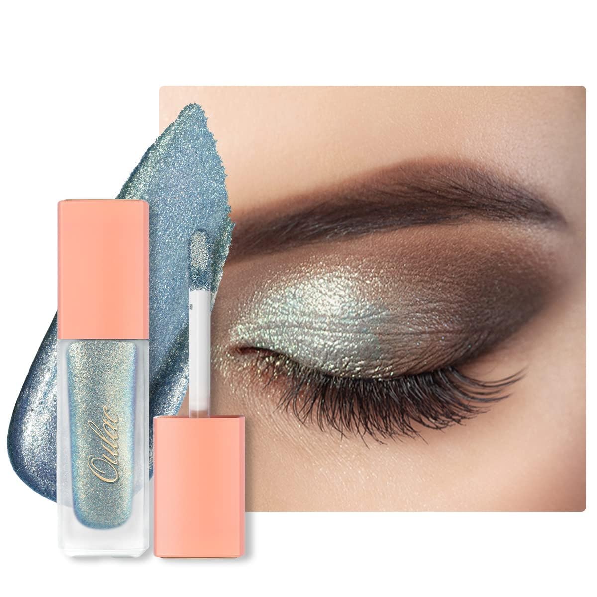 Oulac Liquid Glitter Eyeshadow – Shimmer Eyeshadow & Eyeliner | Shiny Teal with Gold and Emerald Sparkle, Blendable Sparkly Eye Make-up, Crease Resistant, Vegan, 6.8g, Electric Eel (14) — image 1