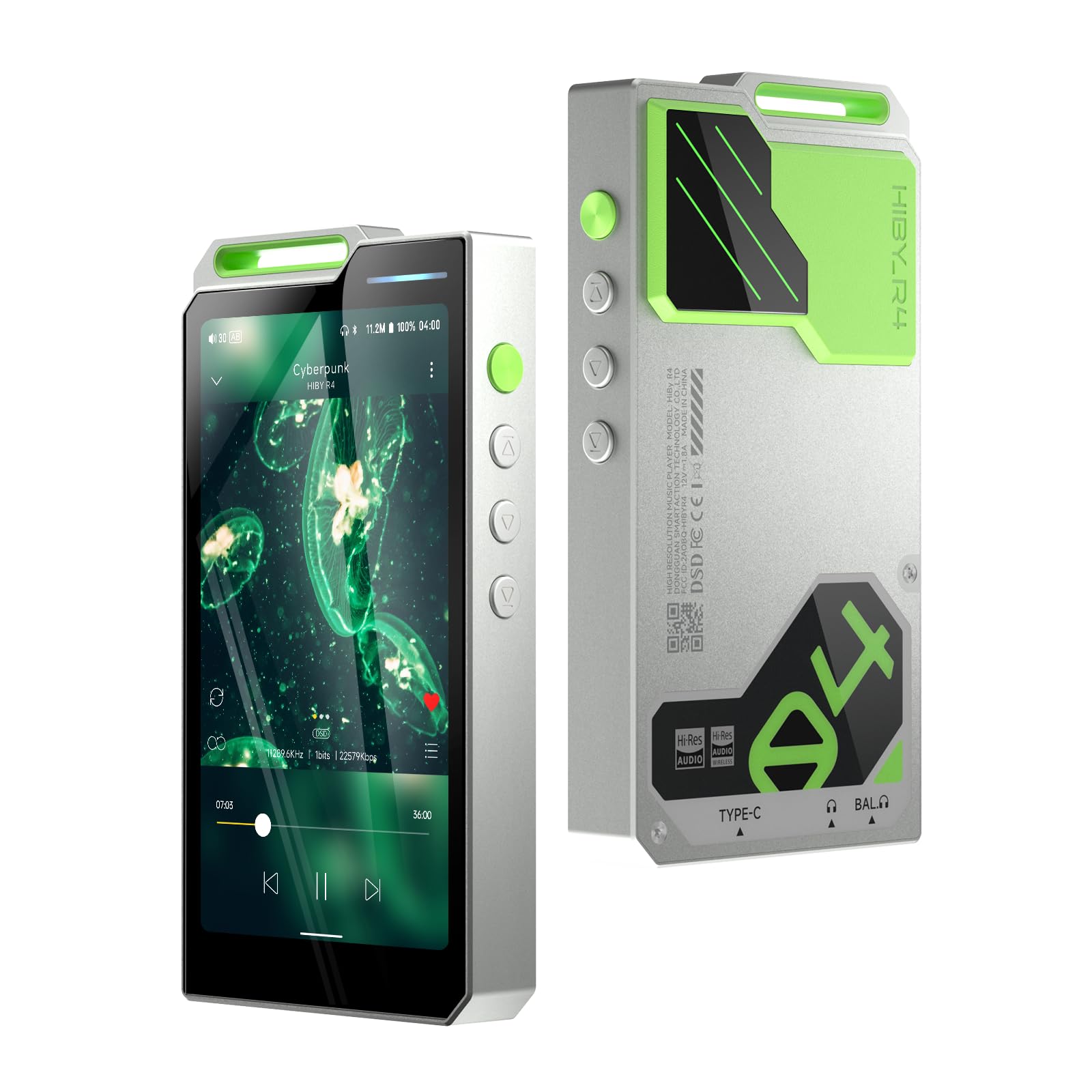 HiBy R4 mp3 & mp4 Players spotify Player with Bluetooth and WiFi 4-Way HiFi DAP Android 12 OS 3.5mm po+4.4mm bal 32G+2TB Scalable Memory