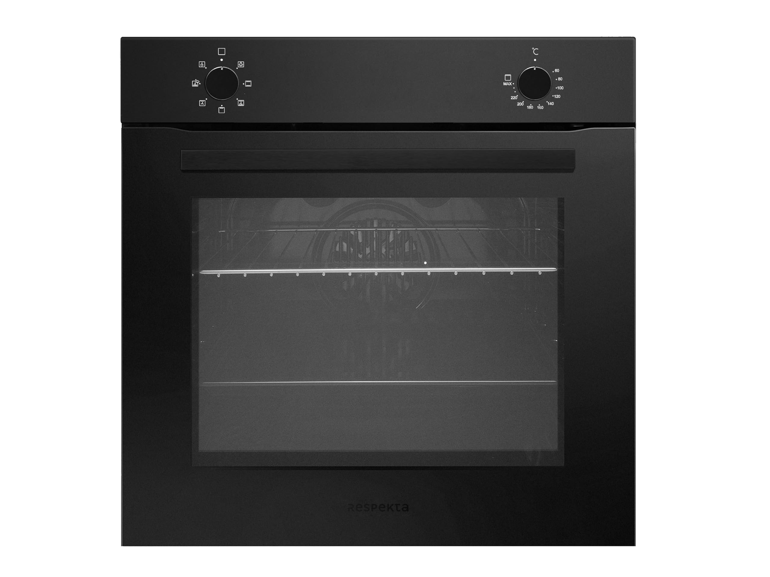 Respekta Einbaubackofen autark in matt-schwarzem Design AB121MS-26 / Energieeffizienzklasse A / 72 Liter / 7 Beheizungsarten/Auftaufunktion/Dampfunterstützte Garfunktion