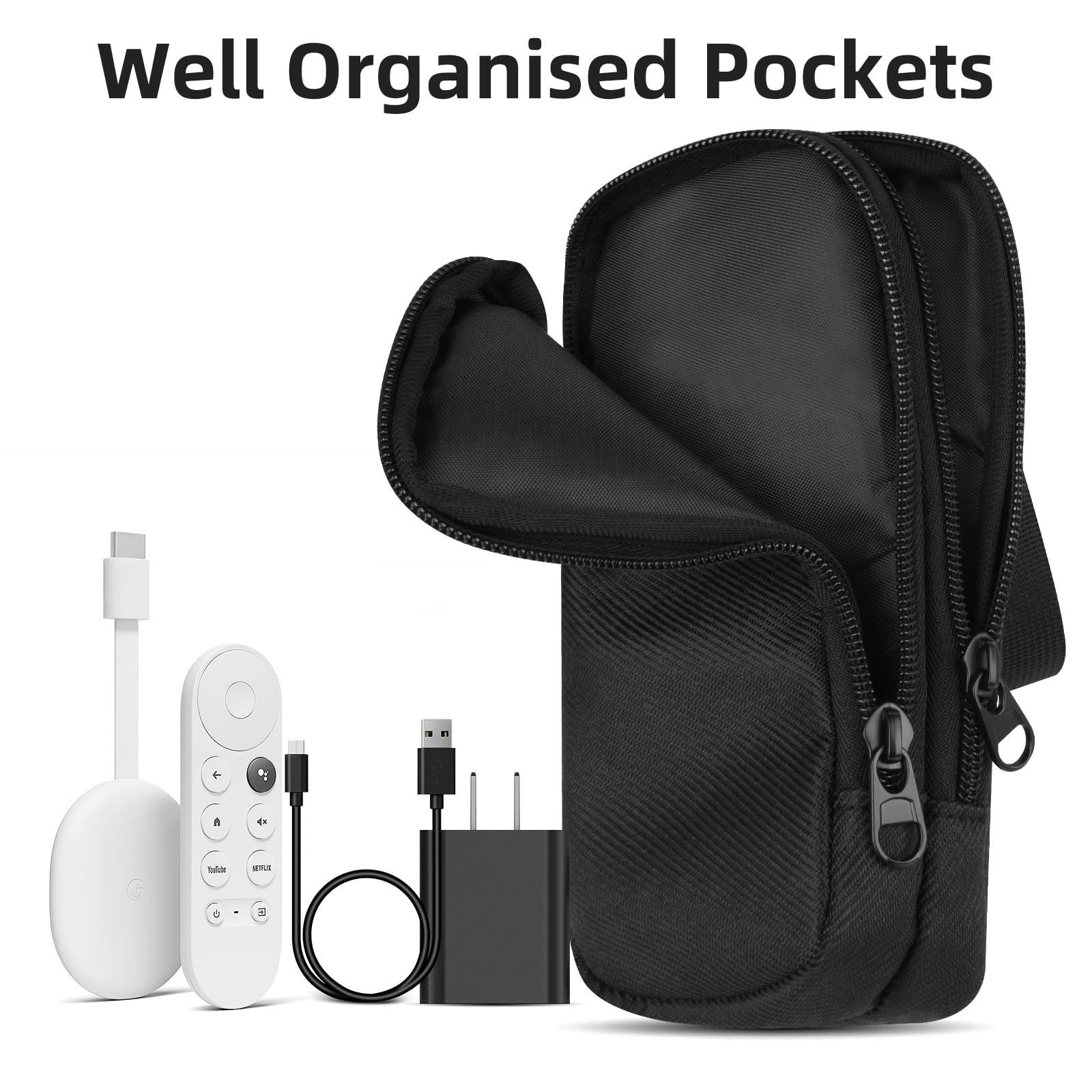 Travel Case for Google Chromecast, Fire TV 4K Ultra HD, Roku Streaming Stick Remote Controller - Portable Storage for Smart TV Accessories (Case Only)