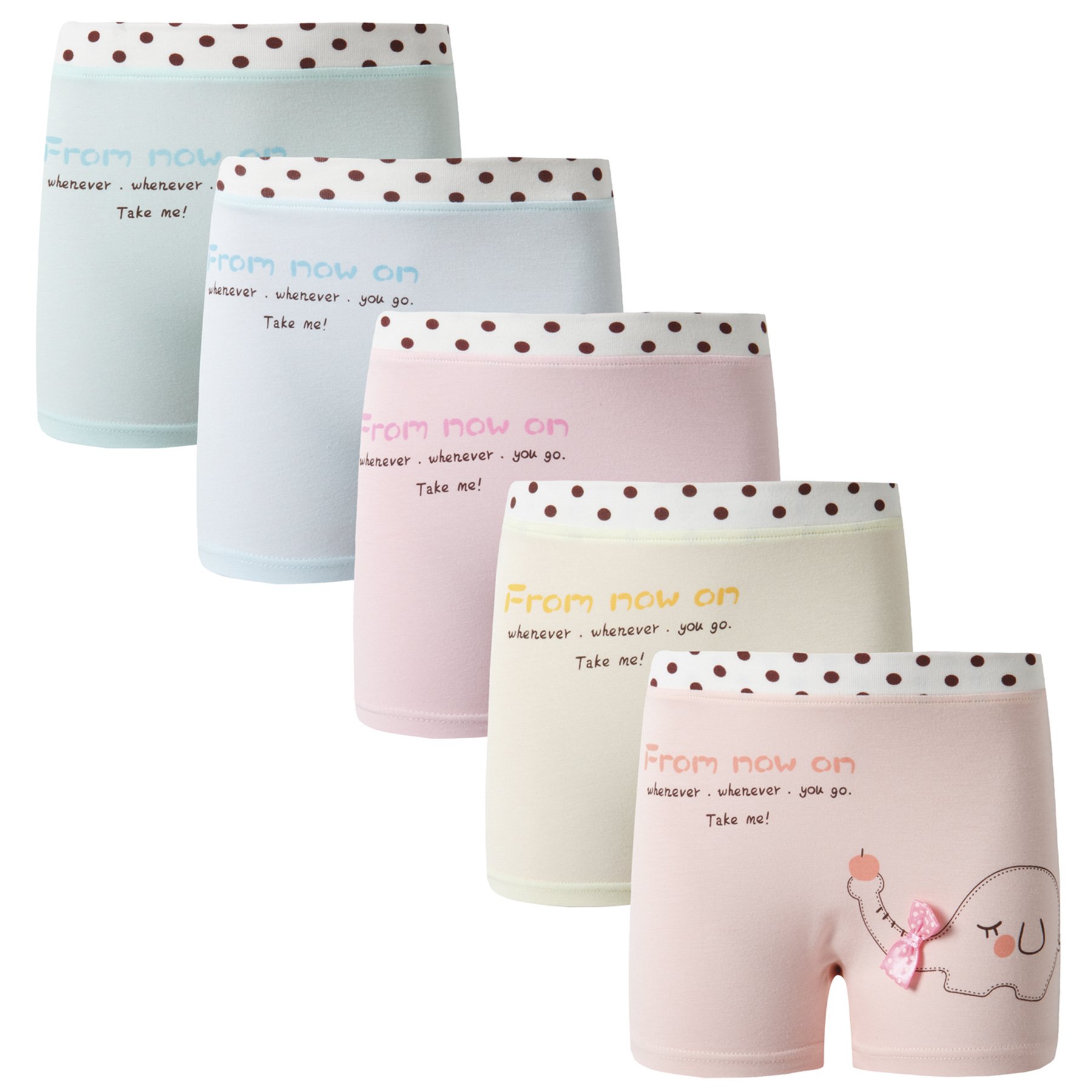 BOBO Kids Little Girls\' Elephant Boyshort Hipster Toddler Panties Cotton kids Underwear (Pack of 5) Size 5-7 Years