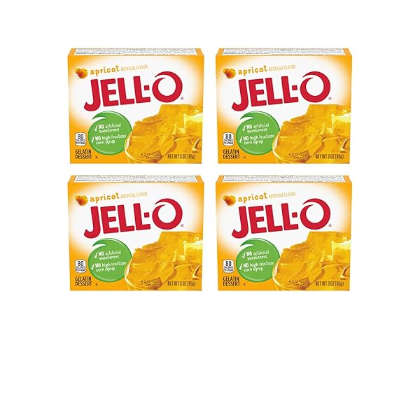 JELL-O APRICOT GELATIN DESSERT 3 OUNCE BOXES (PACK OF 4)