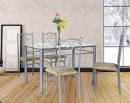Furniturekraft San Diego Four Seater Metal Dinning Table With