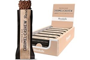 Barebells Protein Bars Caramel Cashew - 12 Count, 1.9oz Bars with 20g of High Protein - Chocolate Bar with 1g of Total Sugars