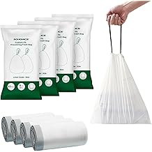 SONGMICS Trash Bags for 8-Gallon (30 L) Trash Cans, Drawstring Kitchen Garbage Bags, Pre-Separated, Liner Code 30A, 4 Rolls,