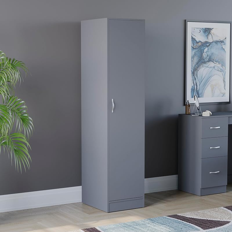 Vida Designs Riano Grey 2 Door Wardrobe 170H x 40W x 53D cm with Shelf &